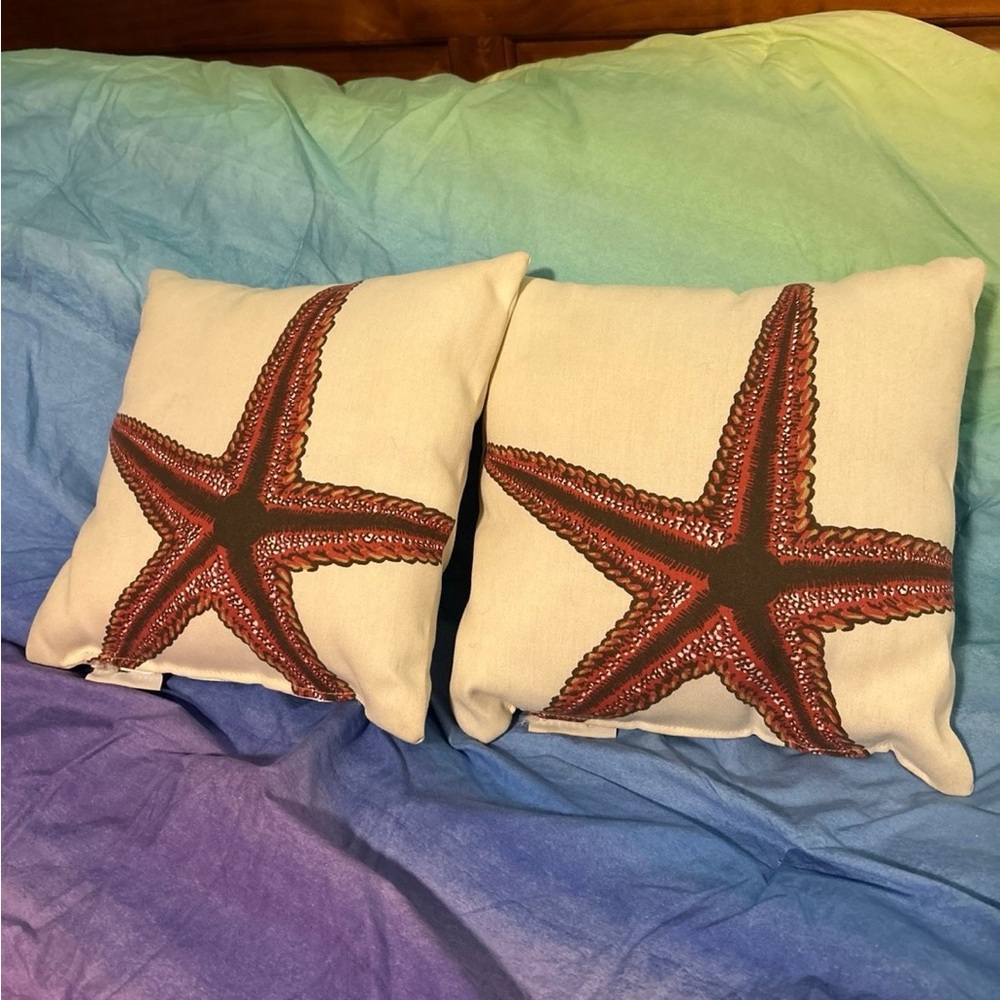 Starfish Print Throw Pillows Pottery Barn